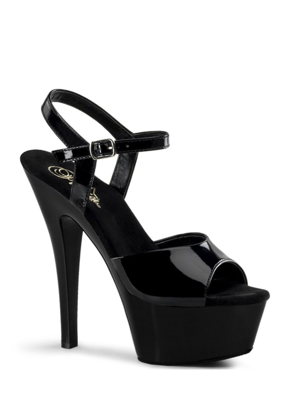 Pleaser Black Patent Platform High Heel Sandals